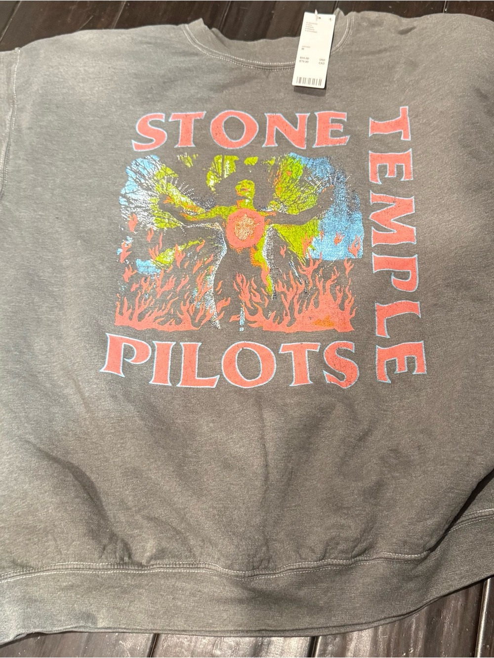 Urban Outfitters Stone Temple Pilots Charcoal Sweatshirt with Red and Neon Print